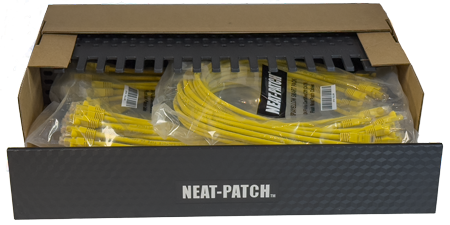 NP2K648 Neat-Patch kit with 48 Fluke Certified 2-foot patch cables and NP2 cable manager for professional network racks.