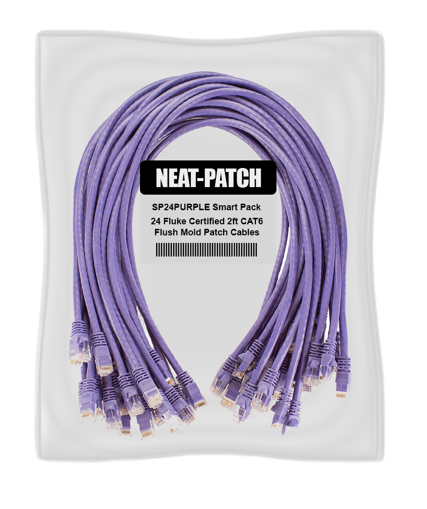 SP24 Neat-Patch Smart Pack with 24 patch cables included for simple, ready-to-install network cable management.